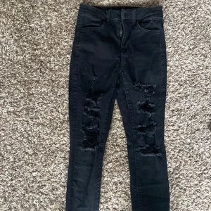 American eagle black ripped jeans size 2